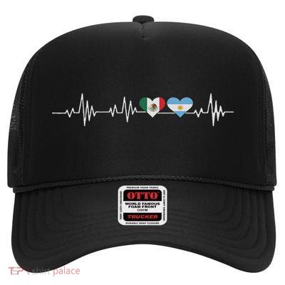 Mexican And Argentinian Hearts Mexico Argentina High Crown Mesh Back Trucker Hat
