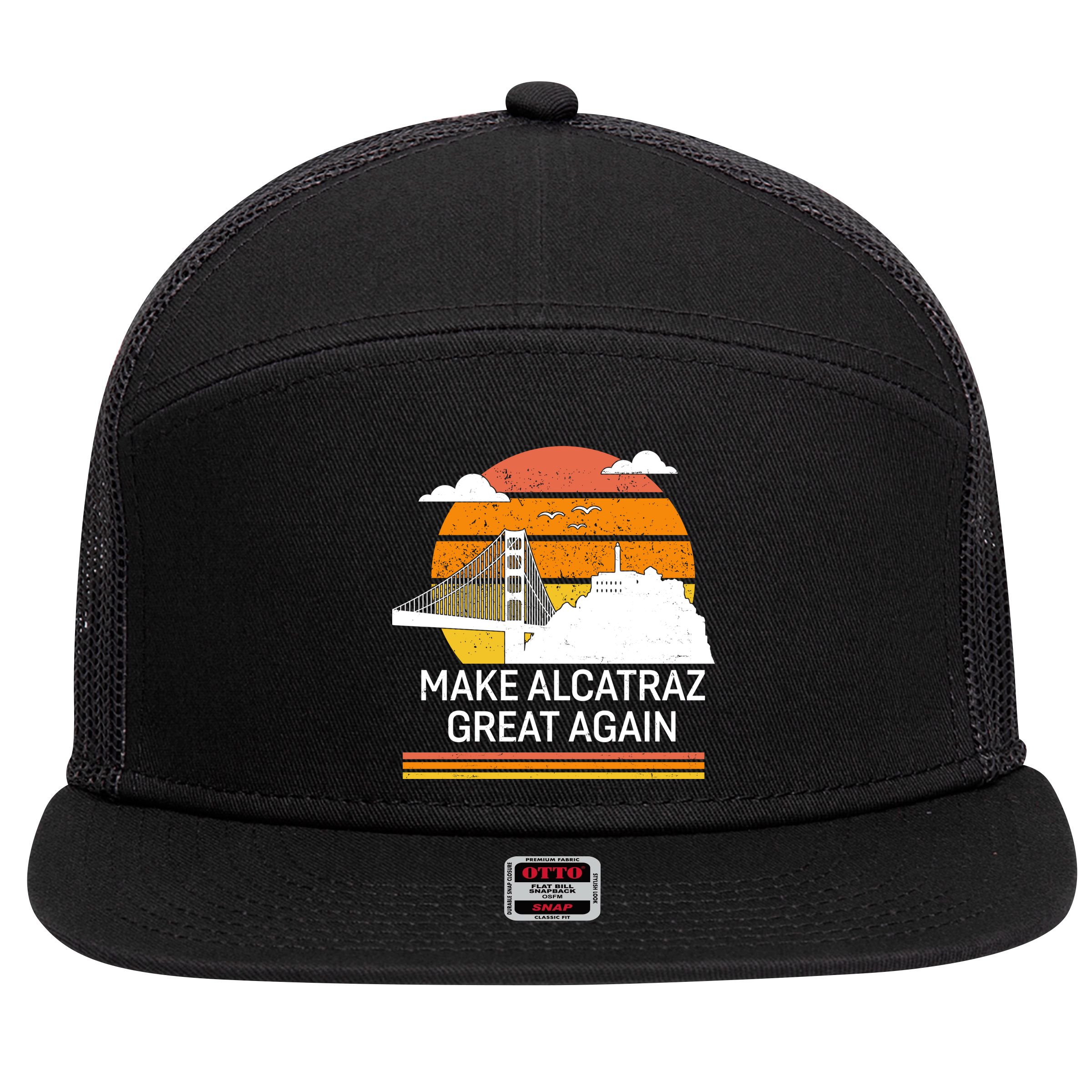 Make America Alcatraz Great Again 7 Panel Mesh Trucker Snapback Hat