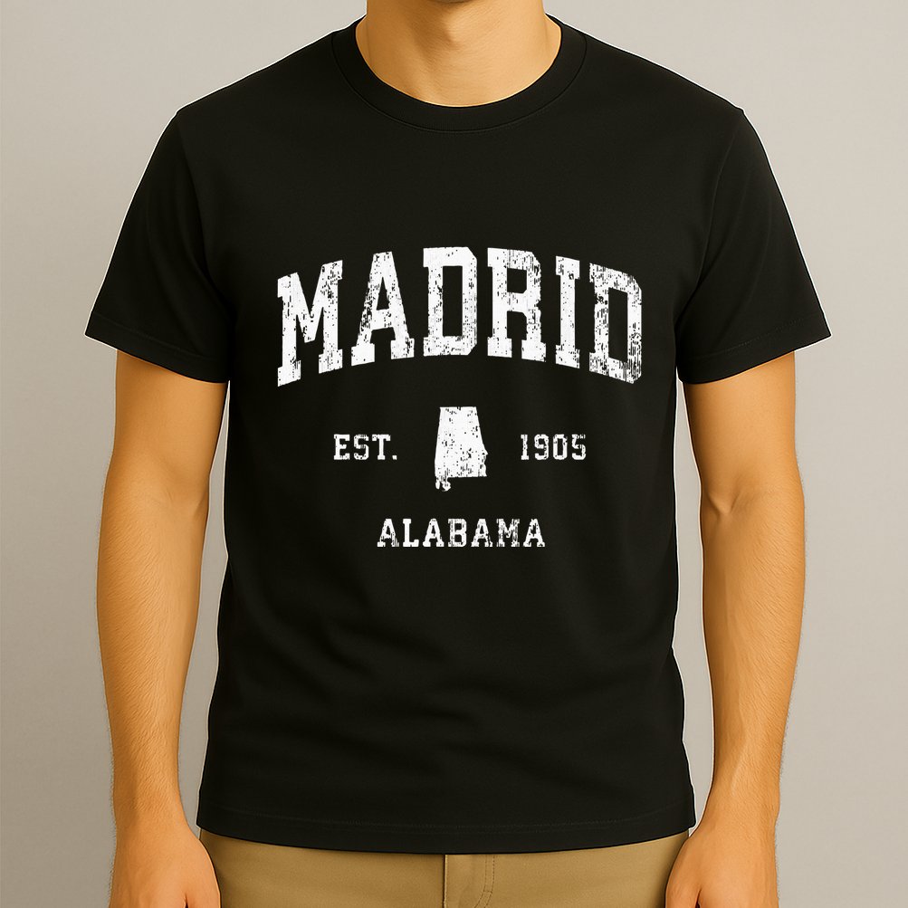 Madrid Alabama Al Vintage Athletic Sports Design T-Shirt