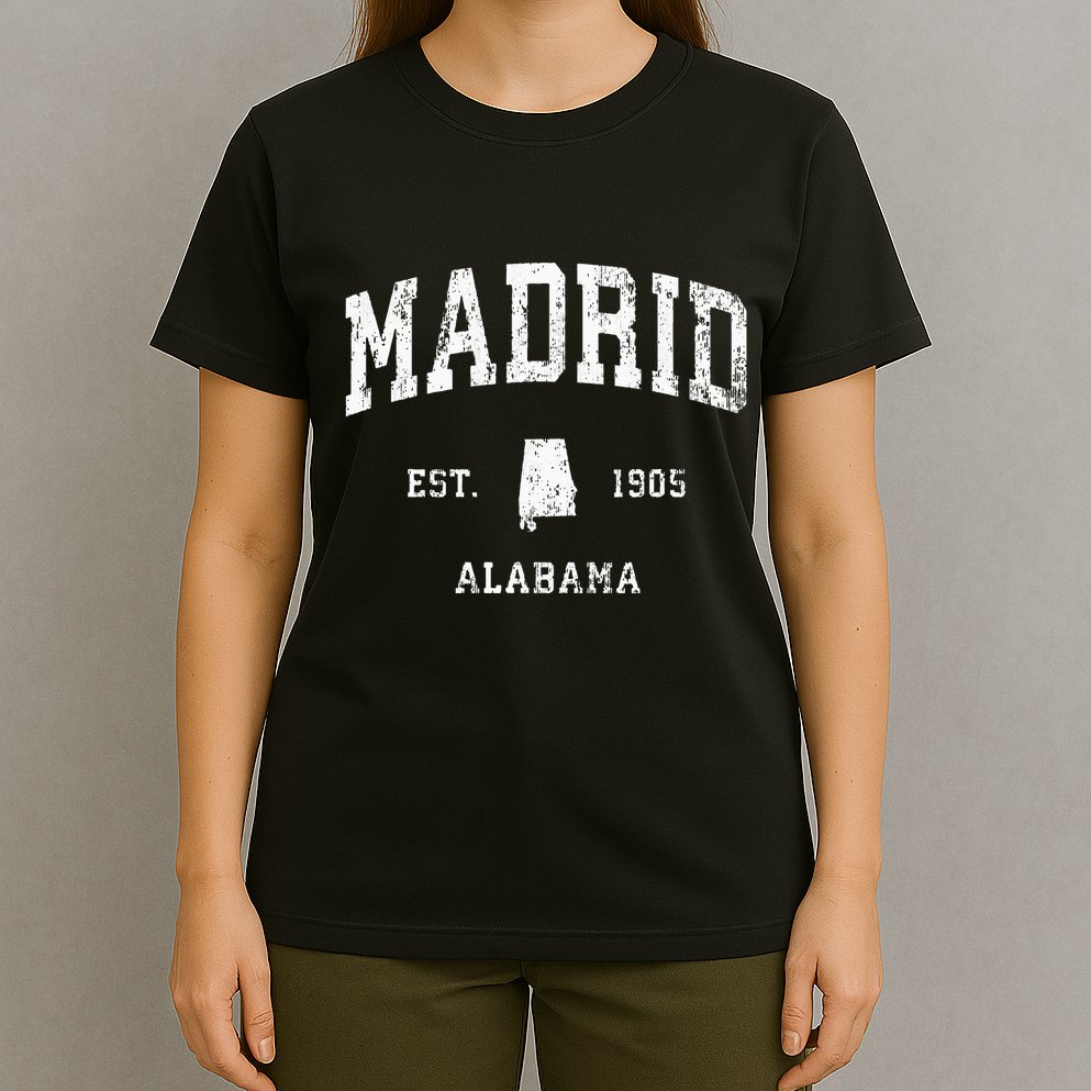 Madrid Alabama Al Vintage Athletic Sports Design T-Shirt