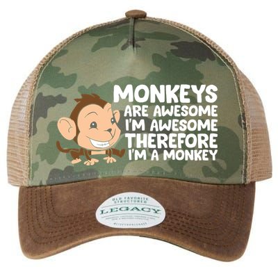Monkeys Are Awesome I'm Awesome Therefore I'm A Monkey Legacy Tie Dye Trucker Hat
