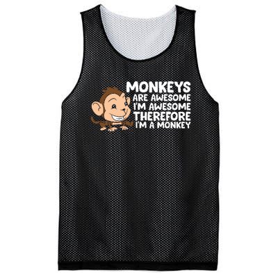 Monkeys Are Awesome I'm Awesome Therefore I'm A Monkey Mesh Reversible Basketball Jersey Tank