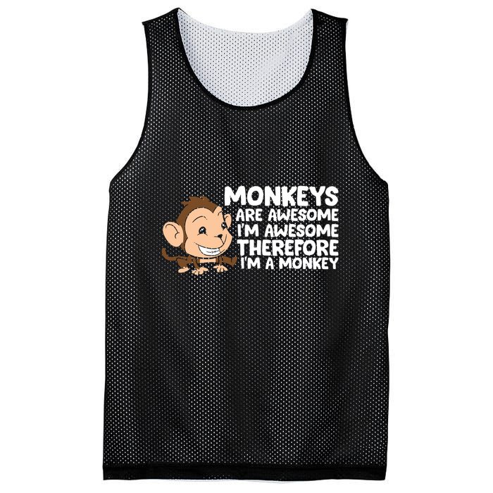 Monkeys Are Awesome I'm Awesome Therefore I'm A Monkey Mesh Reversible Basketball Jersey Tank