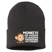 Monkeys Are Awesome I'm Awesome Therefore I'm A Monkey Sustainable Knit Beanie
