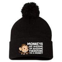 Monkeys Are Awesome I'm Awesome Therefore I'm A Monkey Pom Pom 12in Knit Beanie