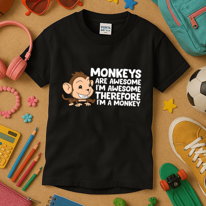 Monkeys Are Awesome I'm Awesome Therefore I'm A Monkey Kids T-Shirt