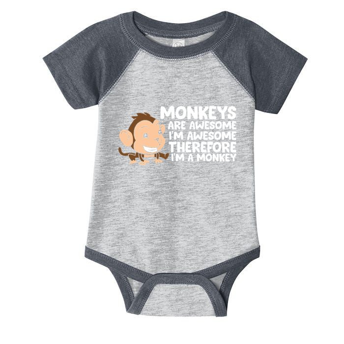 Monkeys Are Awesome I'm Awesome Therefore I'm A Monkey Infant Baby Jersey Bodysuit