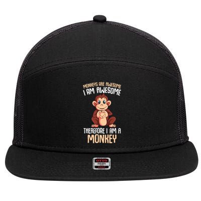 Monkeys Are Awesome Monkey 7 Panel Mesh Trucker Snapback Hat