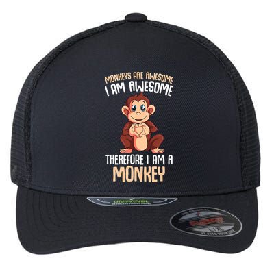 Monkeys Are Awesome Monkey Flexfit Unipanel Trucker Cap