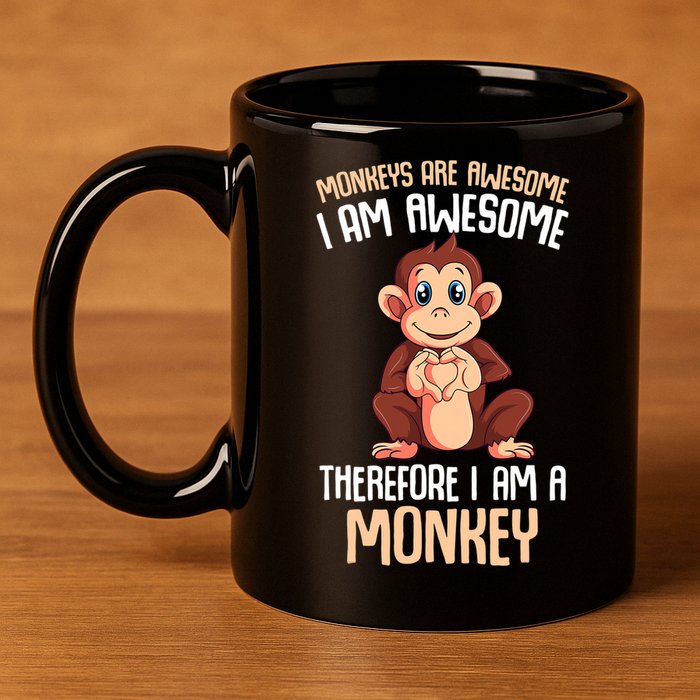 Monkeys Are Awesome Monkey 11oz C Handle Ceramic Mug