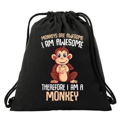 Monkeys Are Awesome Monkey Drawstring Bag