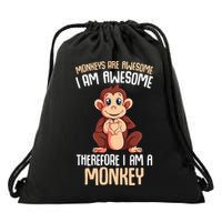 Monkeys Are Awesome Monkey Drawstring Bag