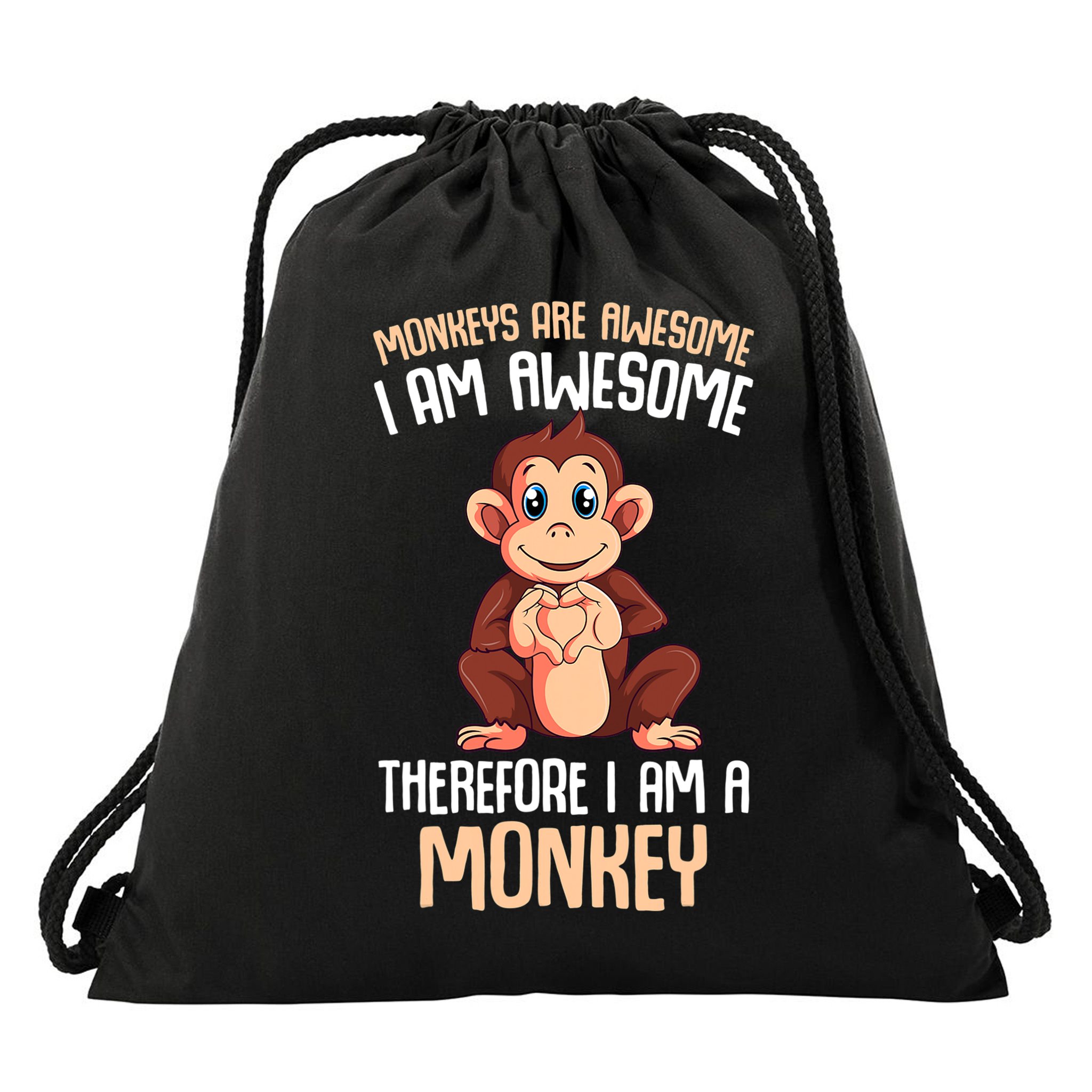 Monkeys Are Awesome Monkey Drawstring Bag