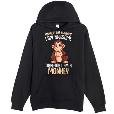 Monkeys Are Awesome Monkey Premium Pullover Hoodie