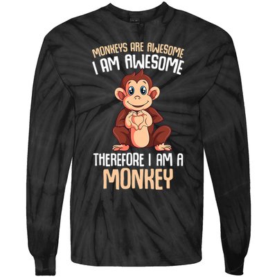 Monkeys Are Awesome Monkey Tie-Dye Long Sleeve Shirt