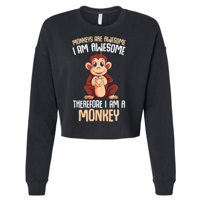 Monkeys Are Awesome Monkey Cropped Pullover Crew