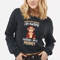 Monkeys Are Awesome Monkey Cropped Pullover Crew