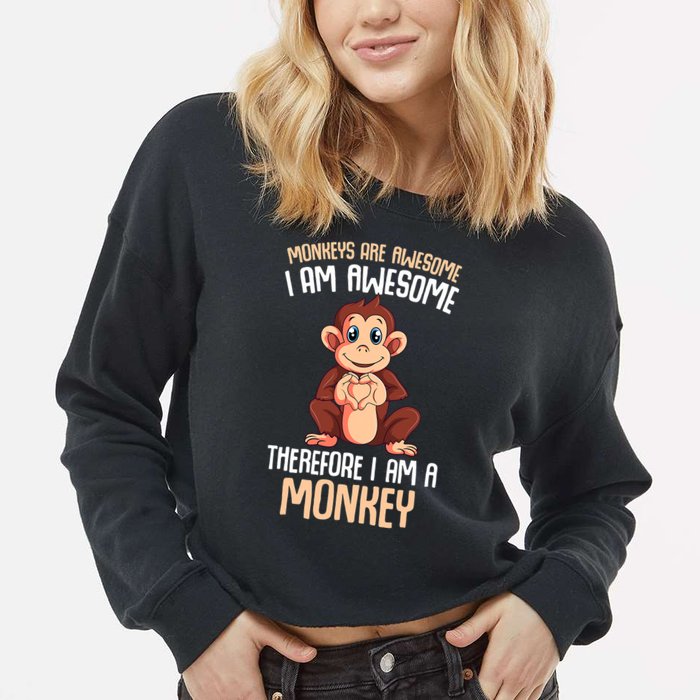 Monkeys Are Awesome Monkey Cropped Pullover Crew