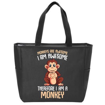 Monkeys Are Awesome Monkey Zip Tote Bag
