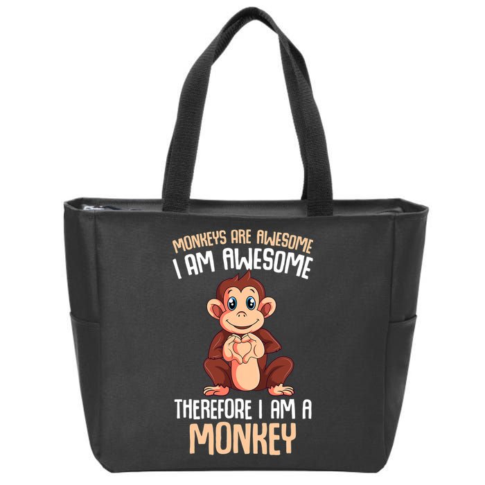Monkeys Are Awesome Monkey Zip Tote Bag