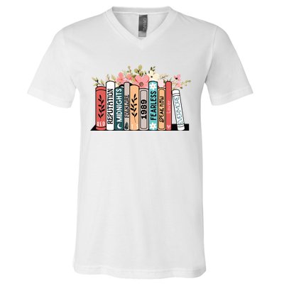 Music Albums As Books Folk Music V-Neck T-Shirt