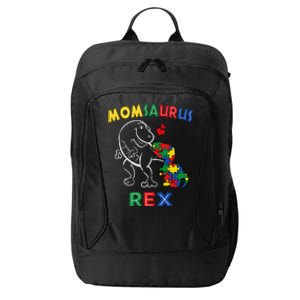 Momsaurus Autism Awareness MotherS Day Mommy Dinosaur Mom City Backpack