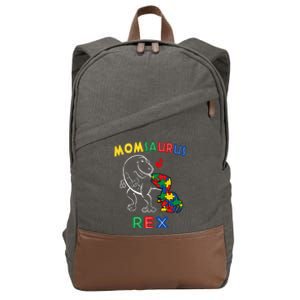 Momsaurus Autism Awareness MotherS Day Mommy Dinosaur Mom Cotton Canvas Backpack