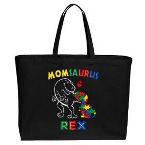 Momsaurus Autism Awareness MotherS Day Mommy Dinosaur Mom Cotton Canvas Jumbo Tote