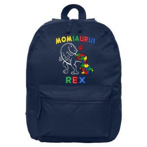 Momsaurus Autism Awareness MotherS Day Mommy Dinosaur Mom 16 in Basic Backpack