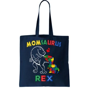 Momsaurus Autism Awareness MotherS Day Mommy Dinosaur Mom Tote Bag