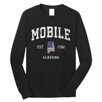 Mobile Alabama Al Vintage American Flag Sports Design Long Sleeve Shirt