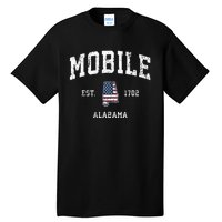 Mobile Alabama Al Vintage American Flag Sports Design Tall T-Shirt