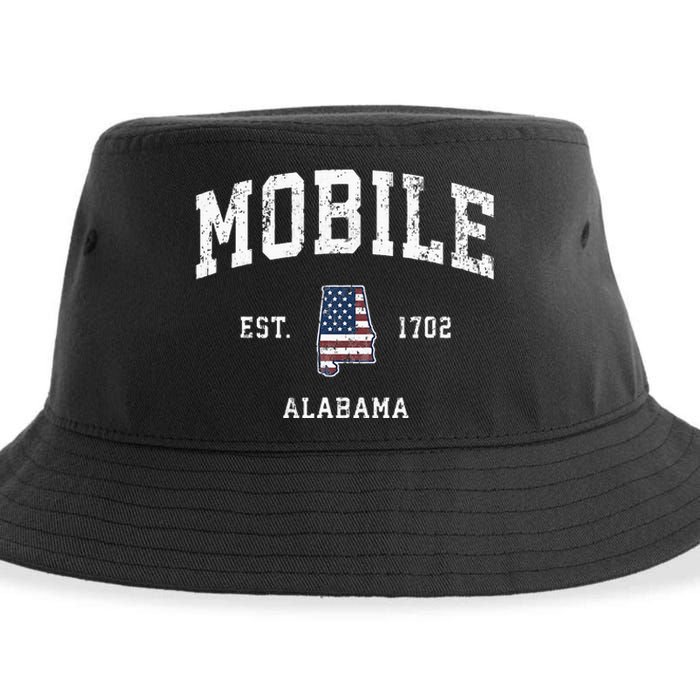 Mobile Alabama Al Vintage American Flag Sports Design Sustainable Bucket Hat