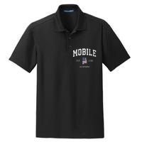 Mobile Alabama Al Vintage American Flag Sports Design Dry Zone Grid Polo