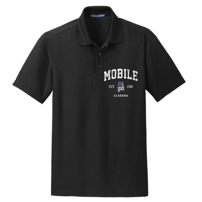 Mobile Alabama Al Vintage American Flag Sports Design Dry Zone Grid Polo