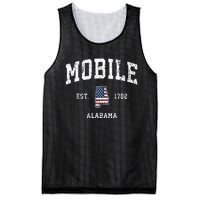 Mobile Alabama Al Vintage American Flag Sports Design Mesh Reversible Basketball Jersey Tank