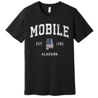 Mobile Alabama Al Vintage American Flag Sports Design Premium T-Shirt