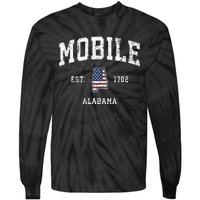 Mobile Alabama Al Vintage American Flag Sports Design Tie-Dye Long Sleeve Shirt