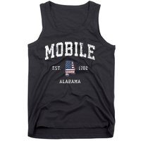 Mobile Alabama Al Vintage American Flag Sports Design Tank Top