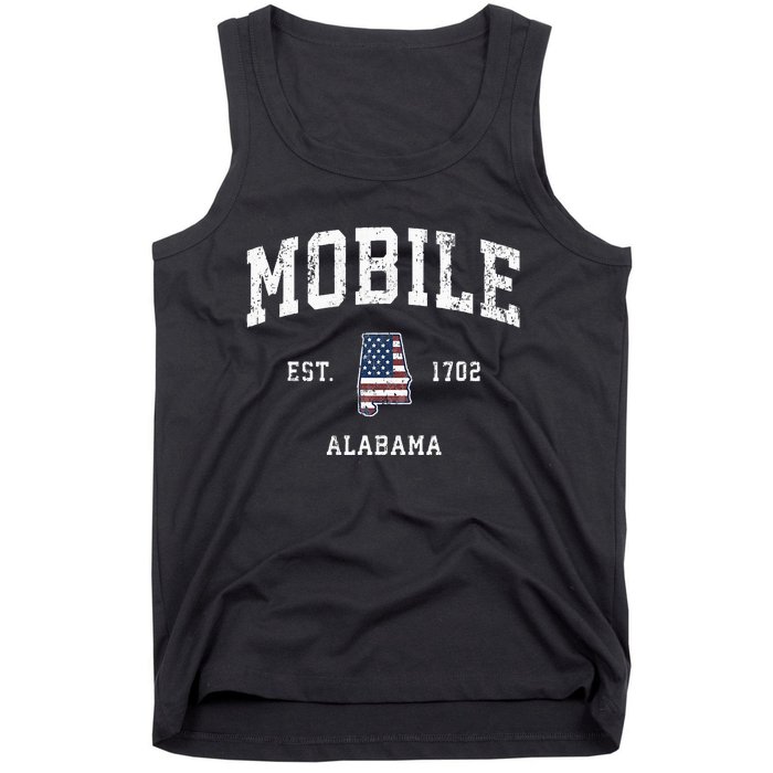 Mobile Alabama Al Vintage American Flag Sports Design Tank Top