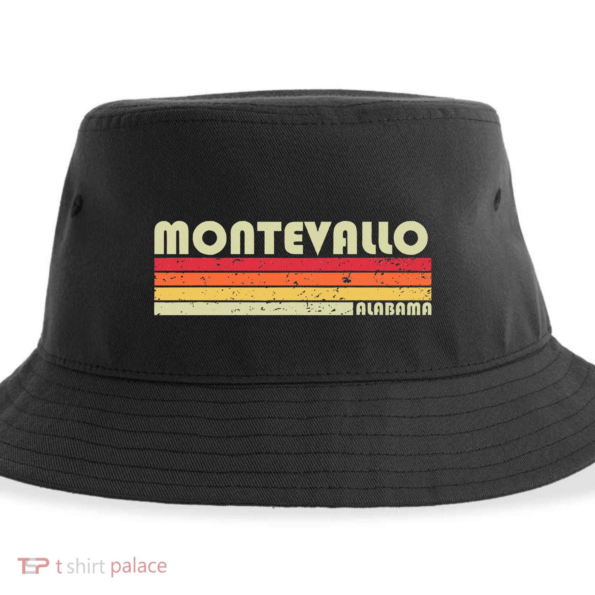Montevallo Al Alabama Funny City Home Roots Gift Retro 80s Sustainable Bucket Hat