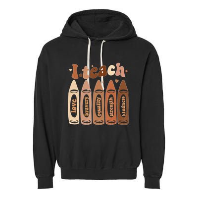 Melanin Afro African I Teach Black History Month Garment-Dyed Fleece Hoodie