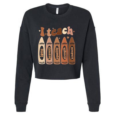 Melanin Afro African I Teach Black History Month Cropped Pullover Crew