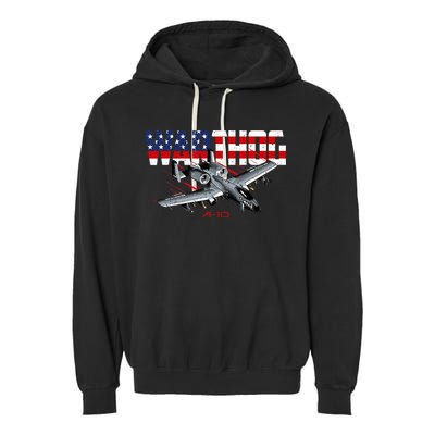Military Airplane A10 Warthog American Flag Garment-Dyed Fleece Hoodie