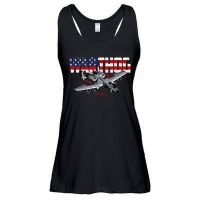 Military Airplane A10 Warthog American Flag Ladies Essential Flowy Tank