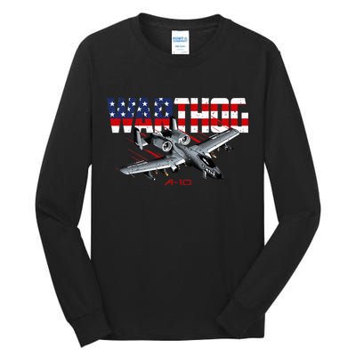 Military Airplane A10 Warthog American Flag Tall Long Sleeve T-Shirt