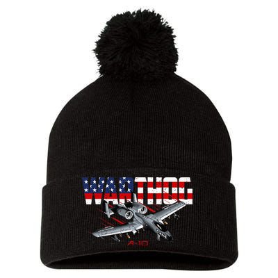 Military Airplane A10 Warthog American Flag Pom Pom 12in Knit Beanie