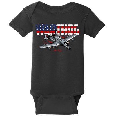 Military Airplane A10 Warthog American Flag Baby Bodysuit