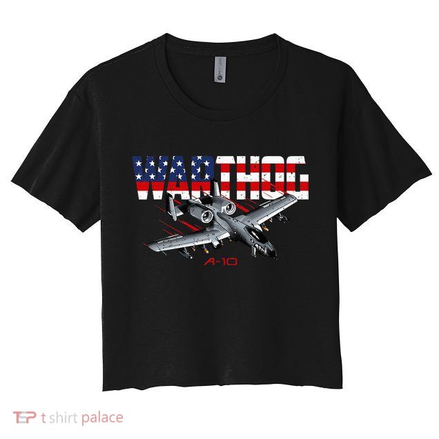 Military Airplane A10 Warthog American Flag Crop Top