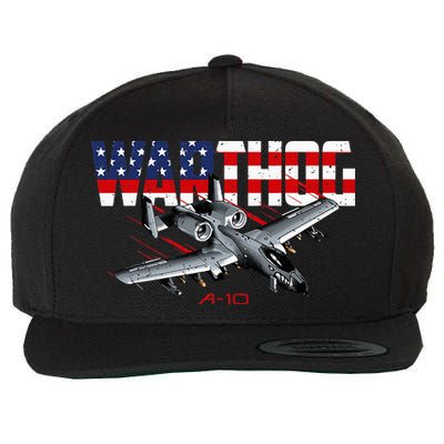 Military Airplane A10 Warthog American Flag Wool Snapback Cap